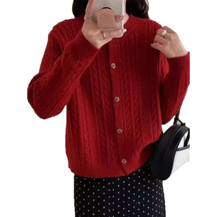 Cardigan élégant pour femmes avec motif en jambes et boutons décoratifs Chic & Stil
