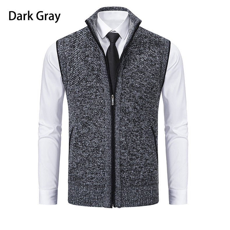 Men's knitted cardigan with zipper and structured design Lune London