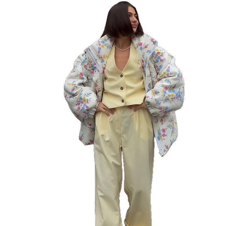 Leisure jacket for women with floral pattern and voluminous sleeves Lune London