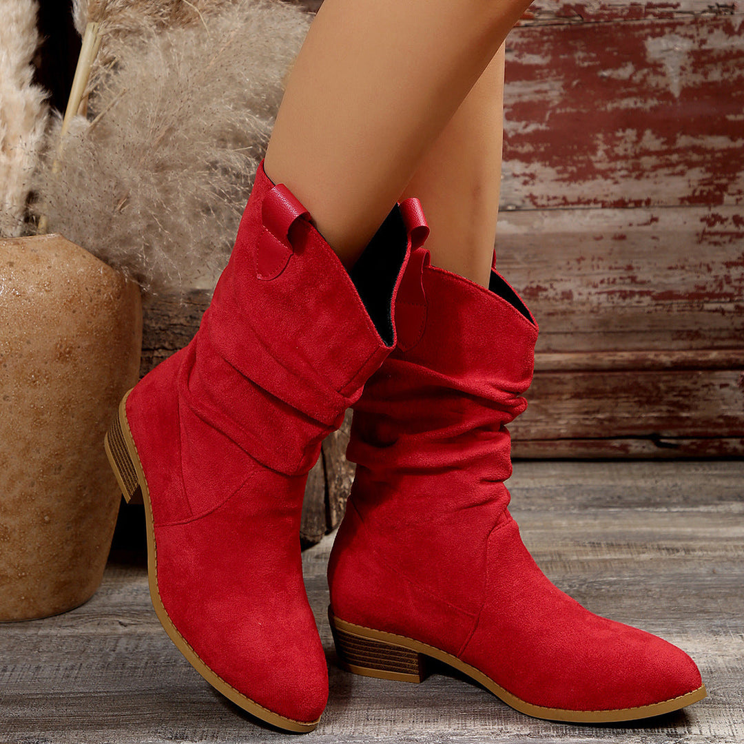 Women's Boots In A Casual Suede Look with Elastic Shaft and Comfortable Block Heel Lune London