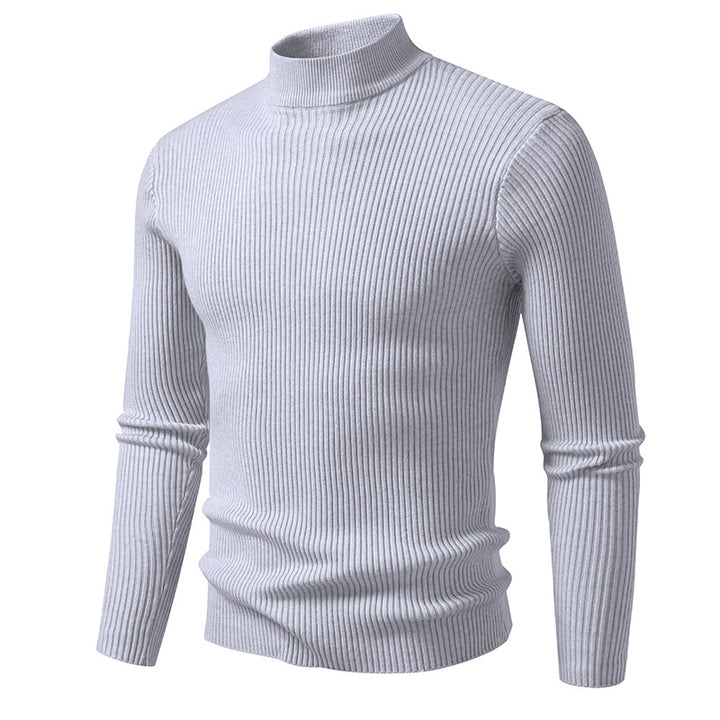 High-quality stretch wool men's turtleneck sweater with ribbed texture Lune London