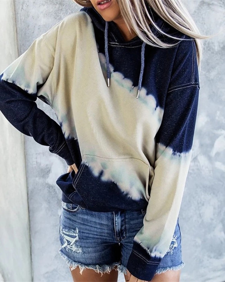 Women casual hoodie with deep neckline and unique batik design Lune London