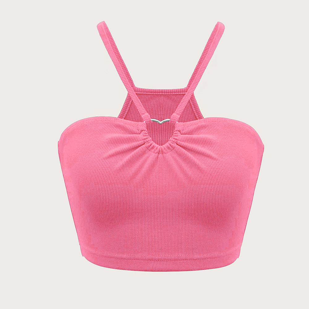 Short t-shirt for women with adjustable spaghetti straps and an elegant draping effect Chic & Stil