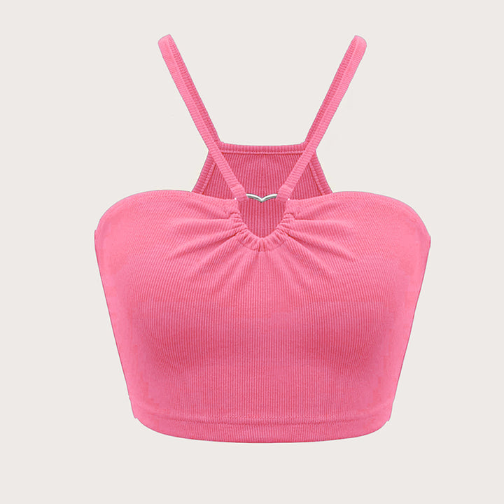 Short t-shirt for women with adjustable spaghetti straps and an elegant draping effect Chic & Stil