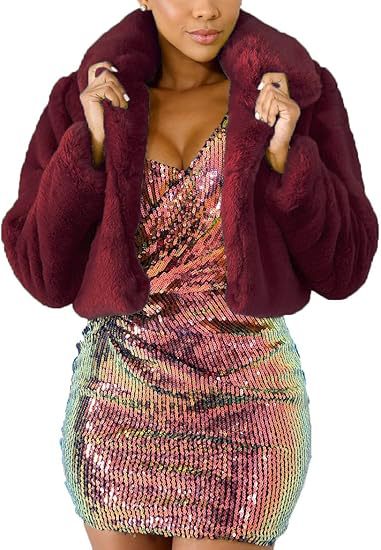 Ladies Luxury Faux Fur Jacket in an Elegant Cropped Design Lune London