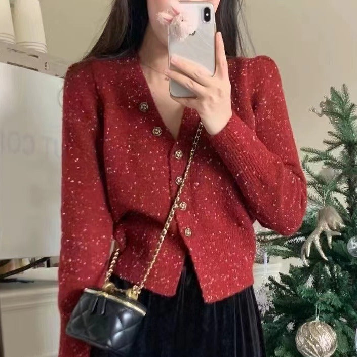 Women's knit jacket with decorative button details Lune London