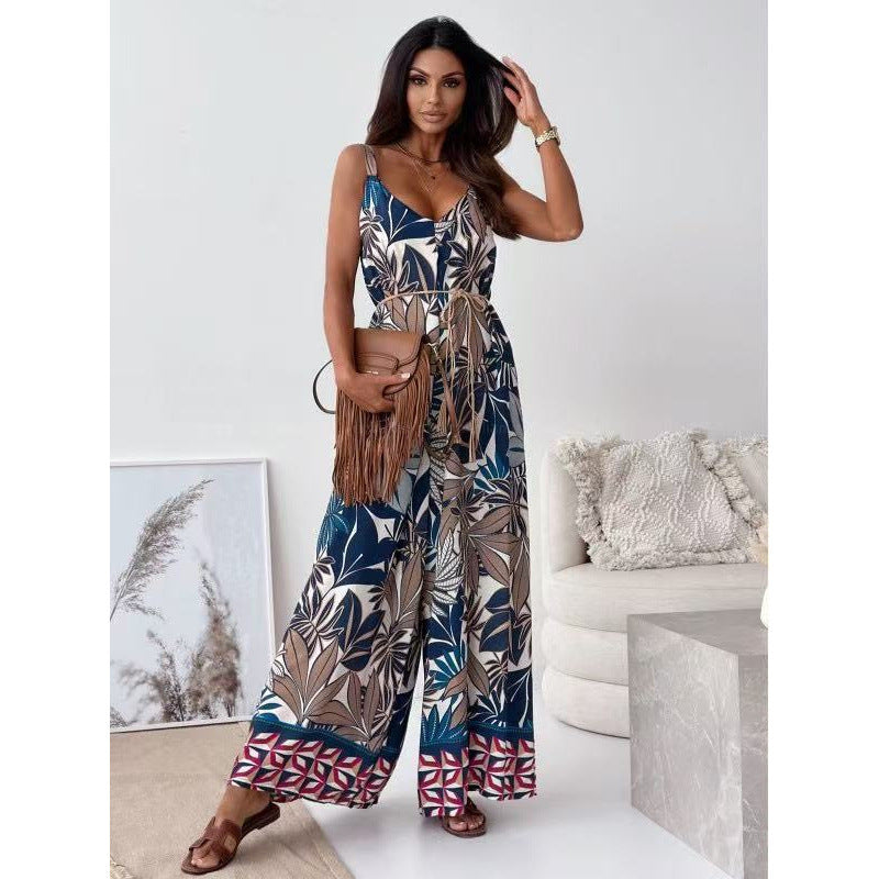 Ladies Bohemian Wide Leg Jumpsuit Lune London