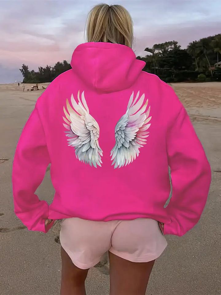 Women's hoodie sweatshirt with imaginative wing motif Chic & Stil