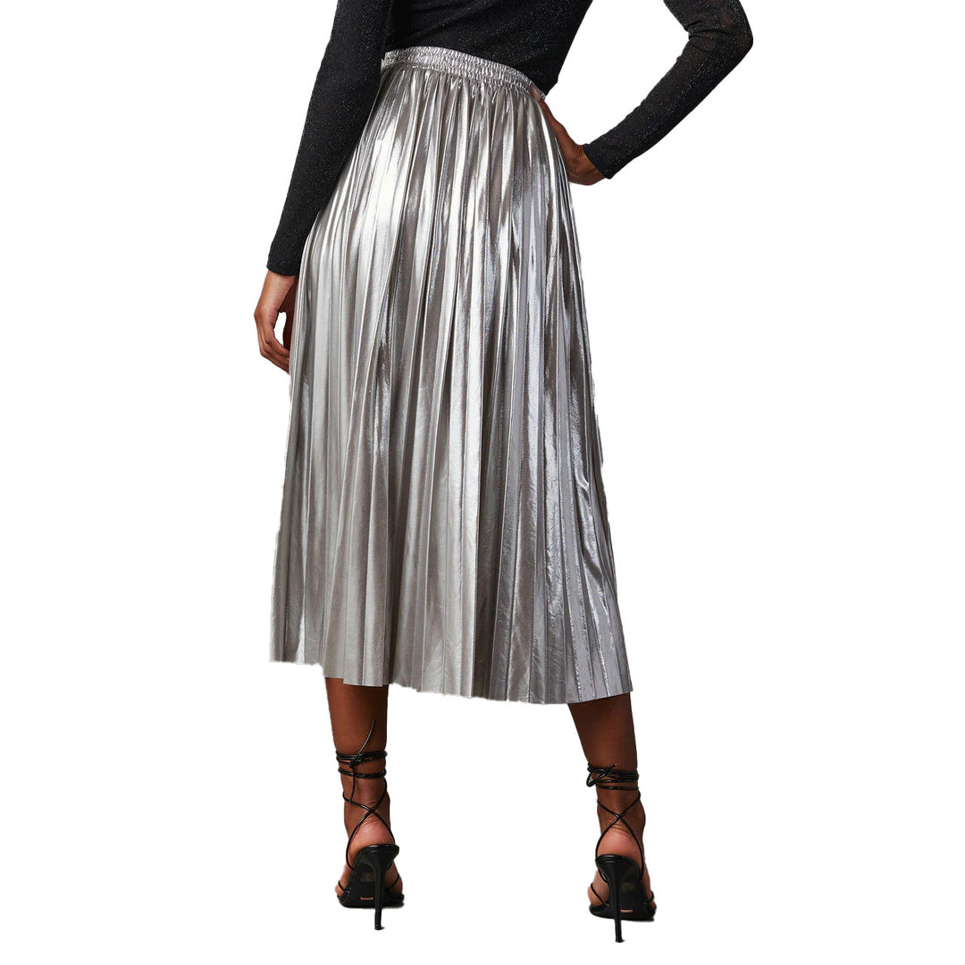 Women's Pleated Maxi Skirt made of shiny material Lune London