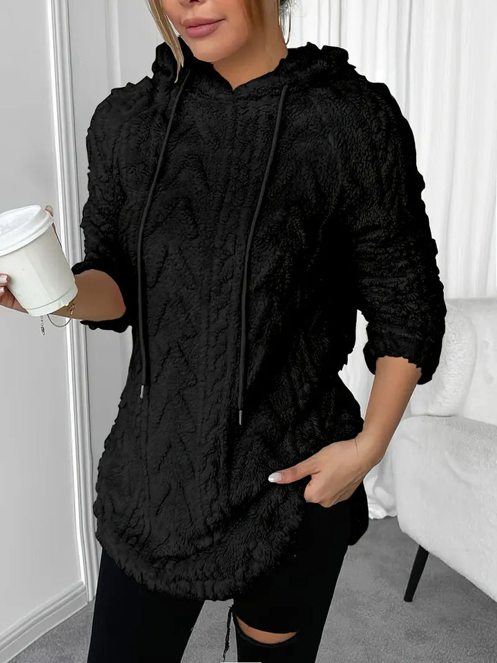 Ladies Fleece Hoodie with structured twisted pattern Moon London