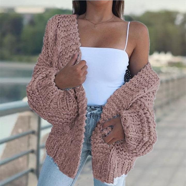 Ladies chunky knit cardigan with oversized sleeves and a relaxed fit Chic and Still