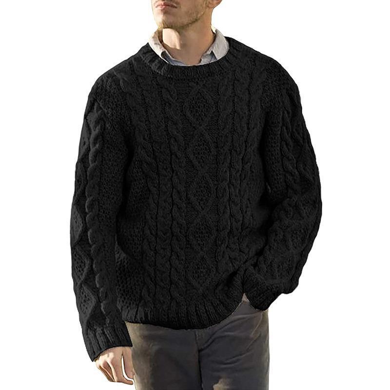 Men's Chunky Knit Sweater with Classic Cable Pattern Lune London