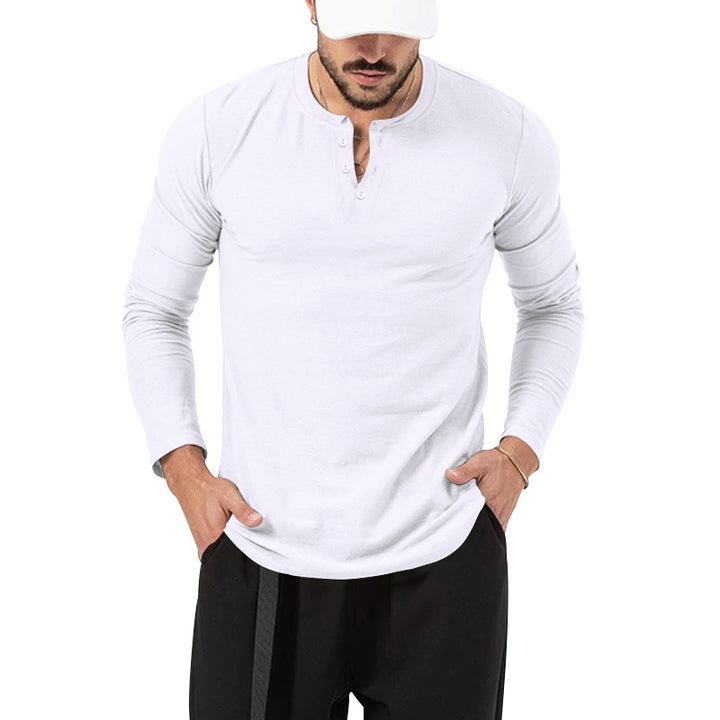 Men's Long Sleeve Henley Shirt in High Quality Cotton Blend with Stylish Button Details Lune London