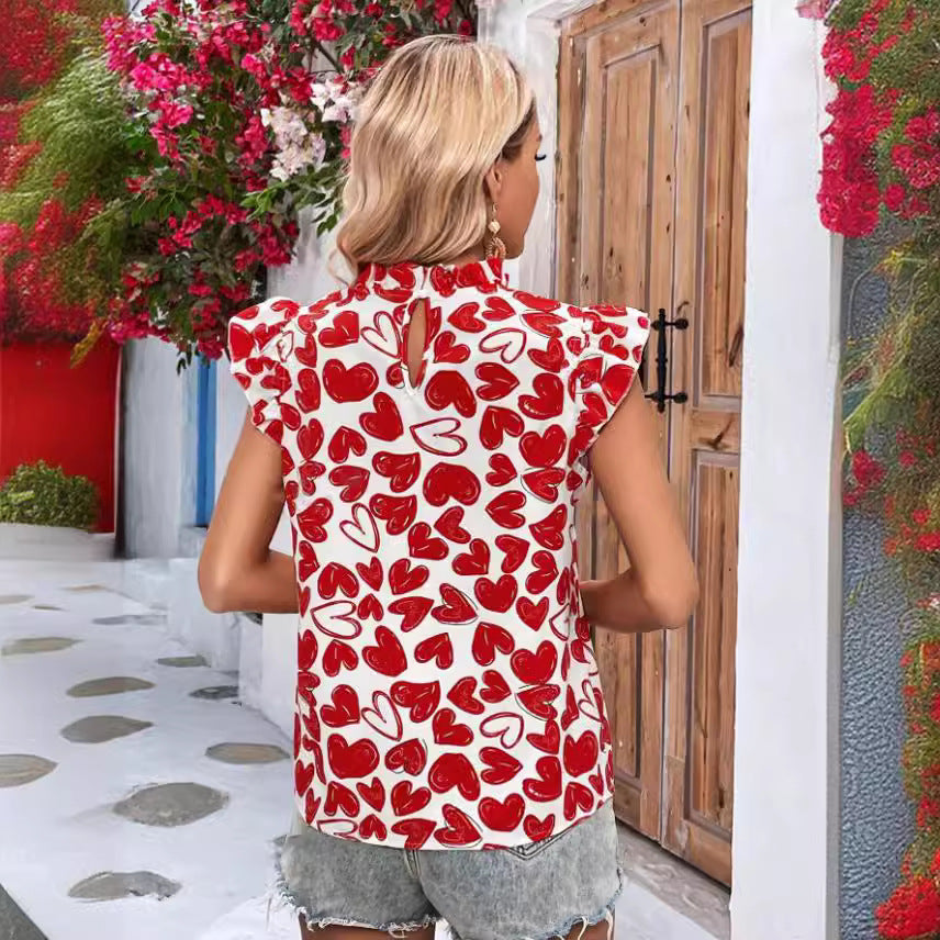 Short-sleeve top for women with romantic heart pattern Lune London