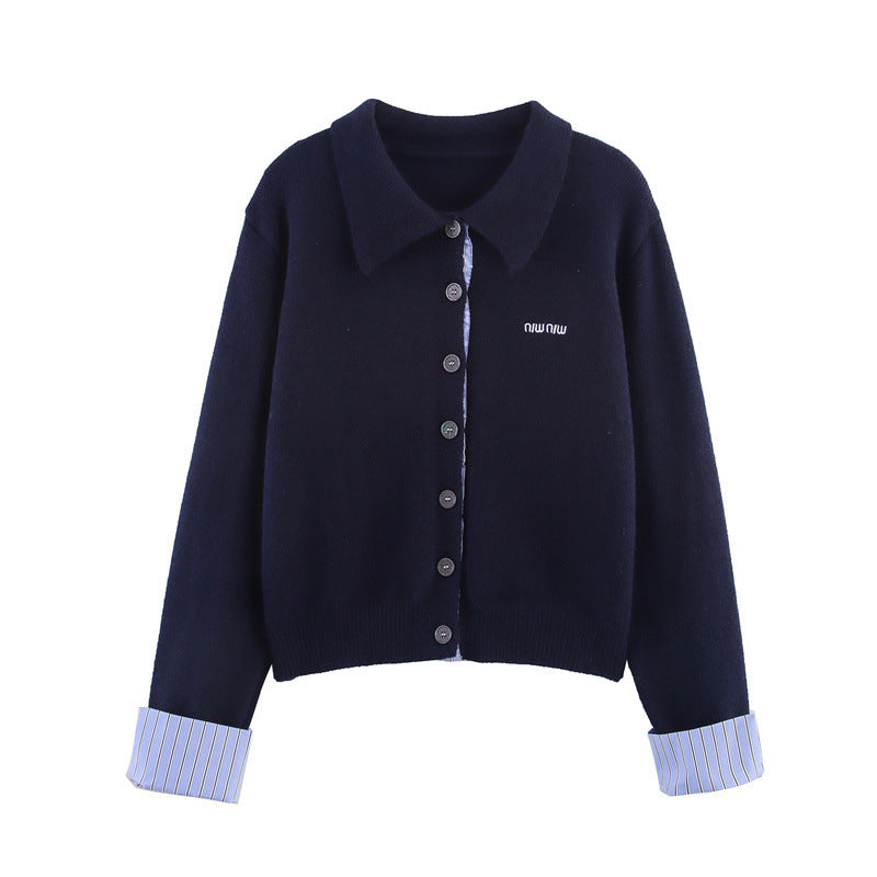 Women's knit set with shirt collar and pleated skirt Lune London