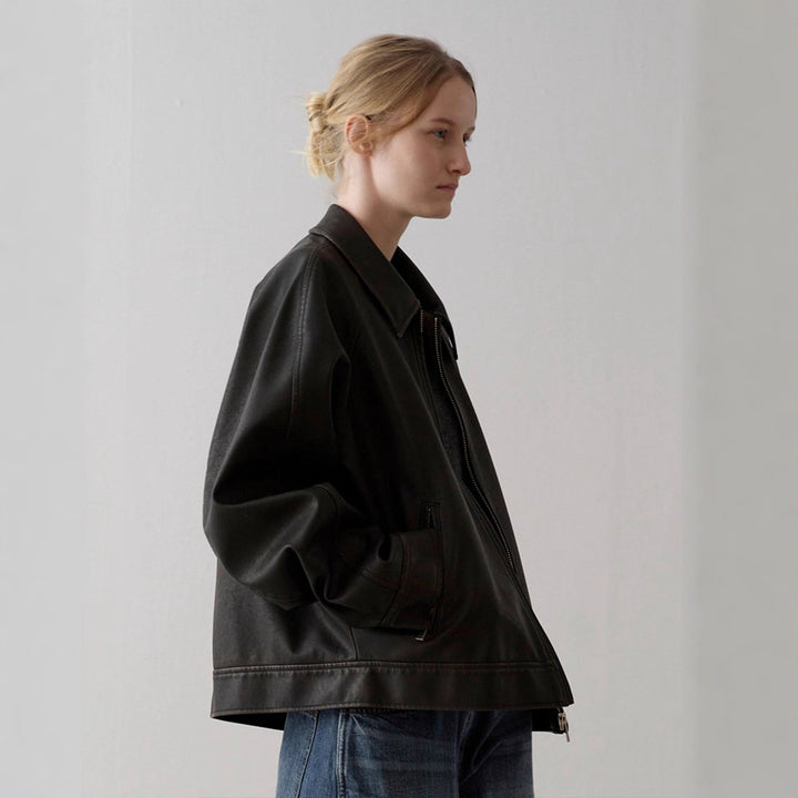 Veste en cuir élégante pour femme au design minimaliste Chic & Stil