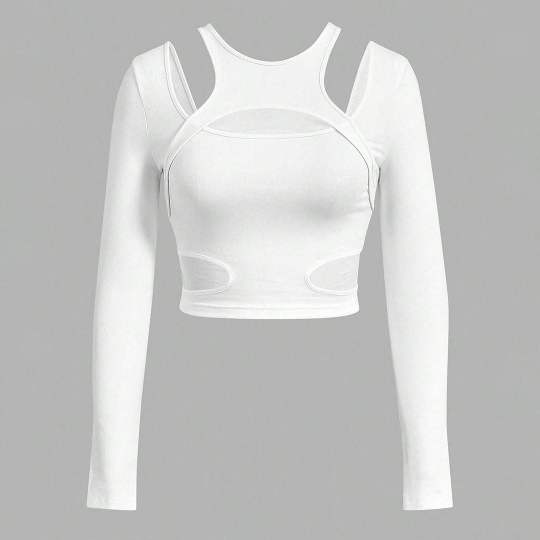 Ladies Trend Cut-Out Long Sleeve Top Lune London