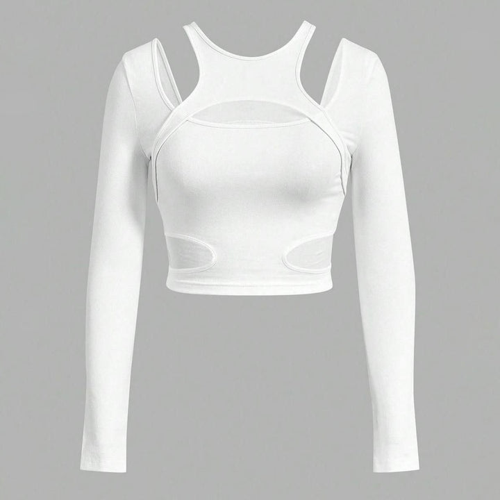 Ladies Trend Cut-Out Long Sleeve Top Lune London