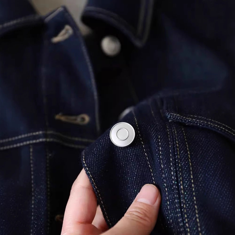 Veste en denim élégante pour femmes avec poches décoratives et fermeture à boutons continue Chic & Stil