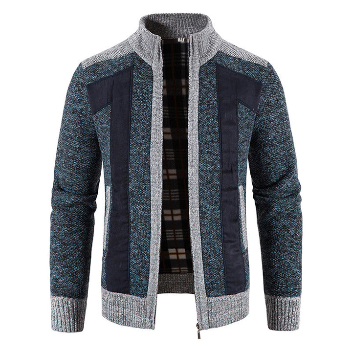 Fashionable men's knitted jacket with a unique cut and hidden zipper Lune London
