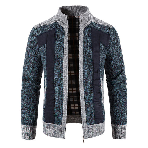 Fashionable men's knitted jacket with a unique cut and hidden zipper Lune London