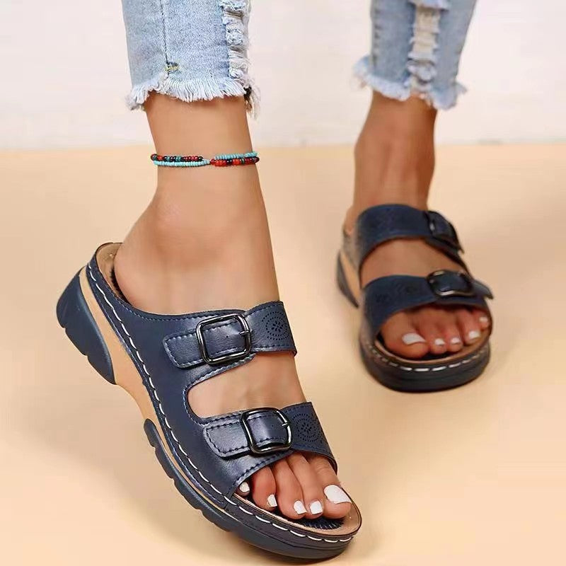 Ladies Strappy Sandals with Stylish Buckles Lune London