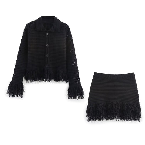 Thick knit jacket for women with fringes Lune London
