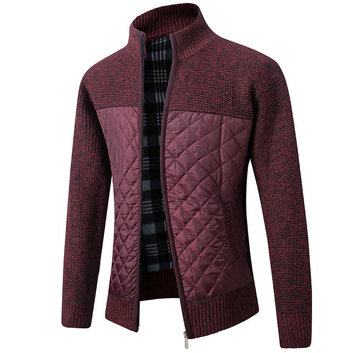 Modern quilted jacket for men with knit top and high collar Lune London