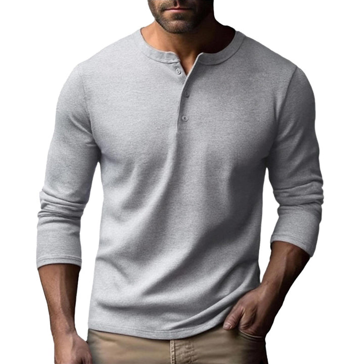 Men's Long Sleeve Henley Shirt in Breathable Cotton Blend Lune London