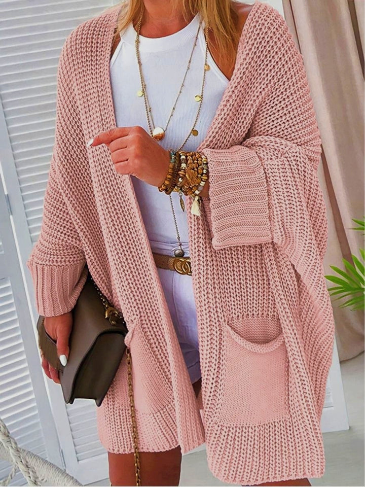 Thick knitted cardigan for women with open pockets and casual fit Lune London