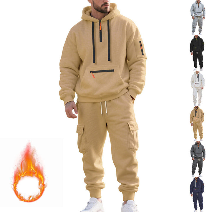 Men's functional hoodie t-shirt with practical pockets and detailed zipper Lune London