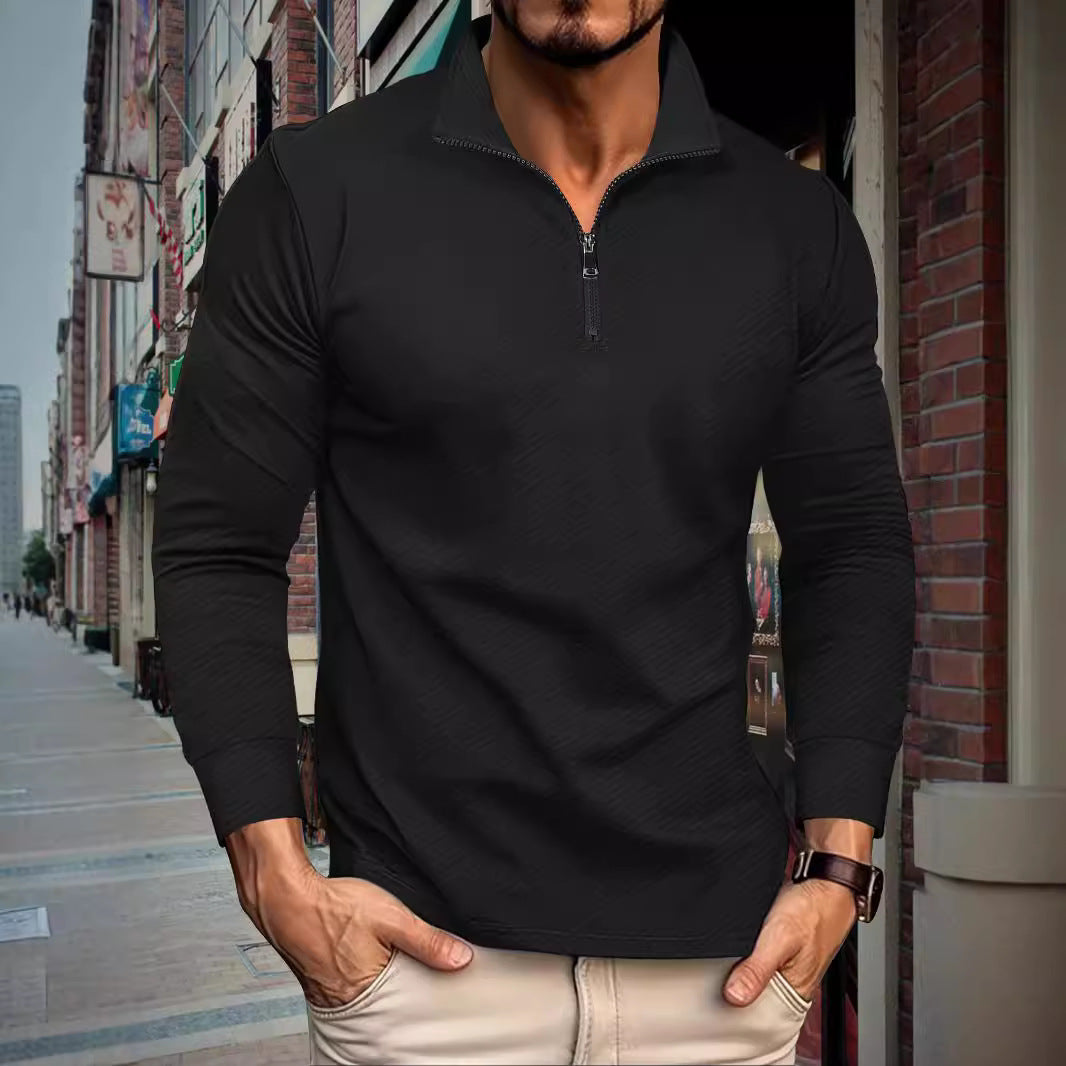 Functional pullover for men with short zip and sporty cut Lune London