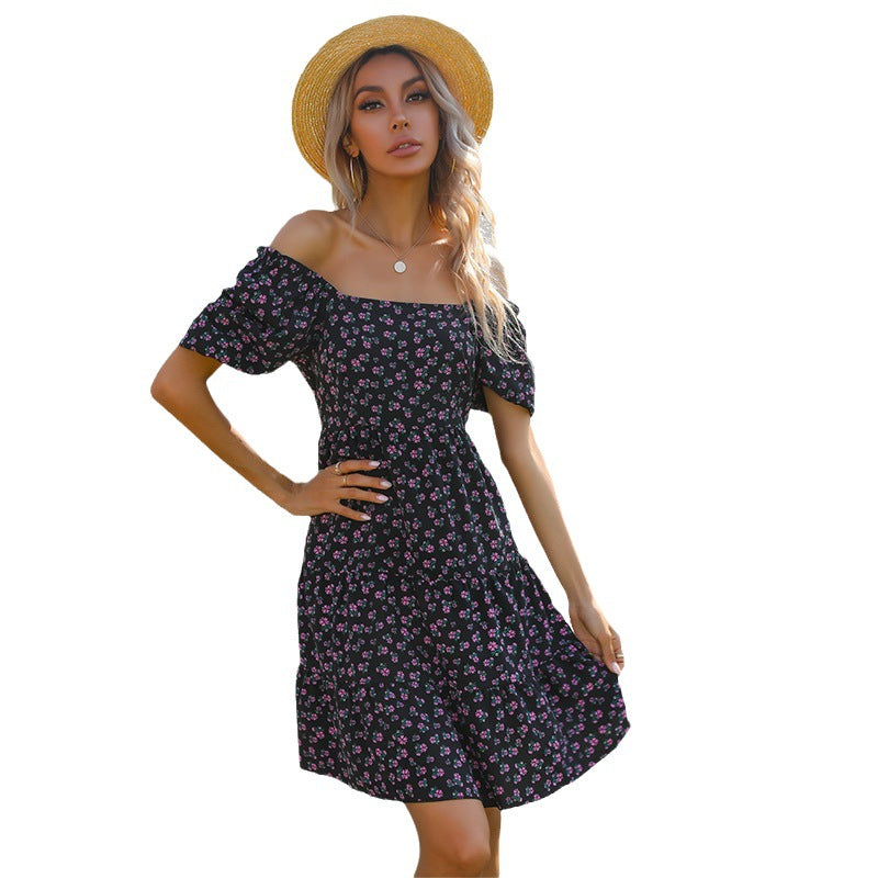 Robe florale rétro pour femmes avec larges manches bouffantes et jupe volumineuse Chic & Stil