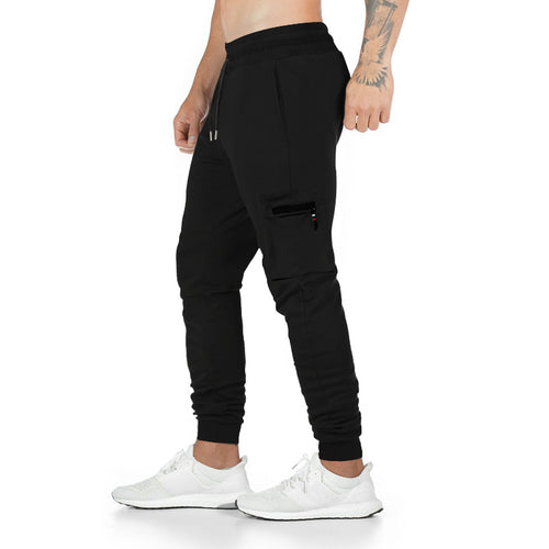 Sporty cargo pants for men with zippered side pockets and elastic waistband Lune London