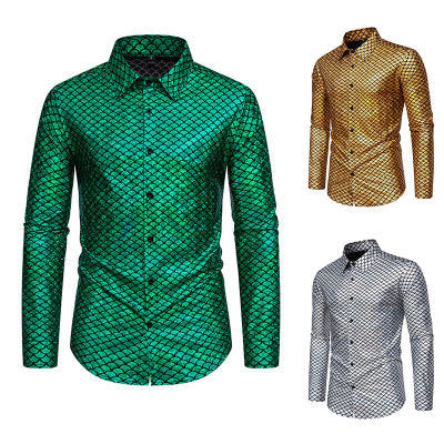 Shiny long sleeve shirt for men with fish scale design Lune London
