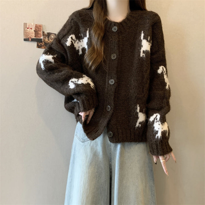 Women Knitted gilet with animal patterns and comfortable oversized cut Lune London