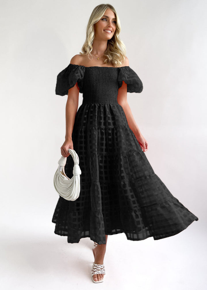 Maxi dress for women with puff sleeves and elastic top Chic & Stil