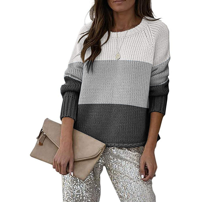 Stylish knitted pullover for women with a modern color block design Lune London