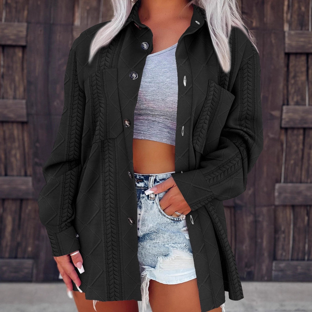 Relaxed knit jacket for women with structured design and button closure Lune London