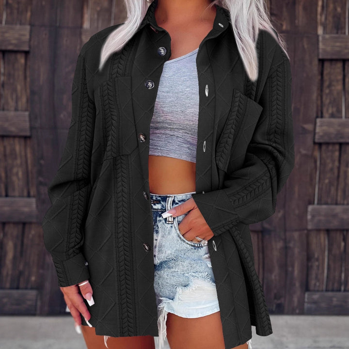 Relaxed knit jacket for women with structured design and button closure Lune London