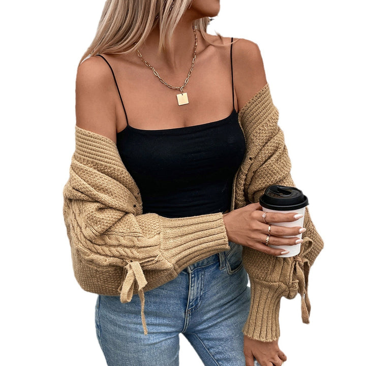 Fashion knit jacket for women with voluminous sleeves and a cable pattern Lune London