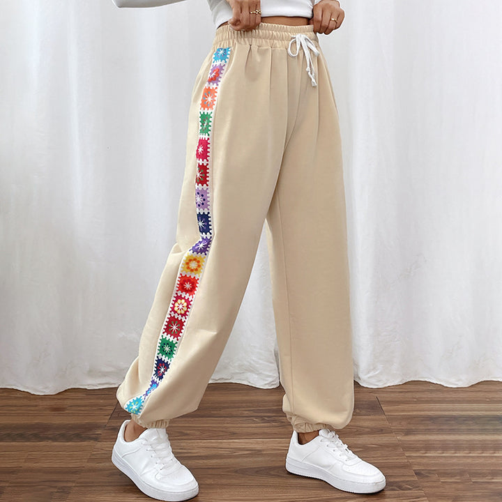 Stylish sweatpants for women with decorative side embroidery Lune London