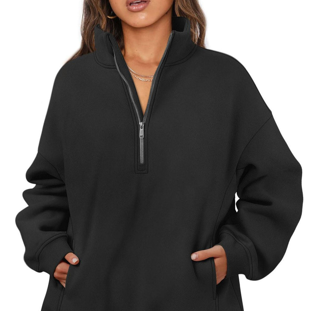 Casual oversized fleece sweater for women with high collar Lune London