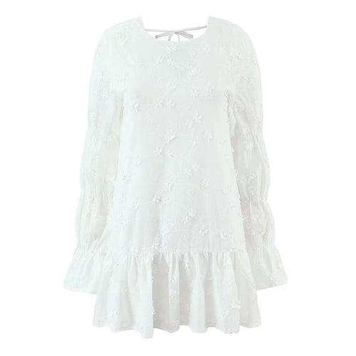 Airy summer dress for women with floral embroidery design and voluminous sleeves Lune London