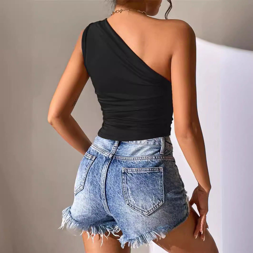 Asymmetrical top for women with creative cut Lune London