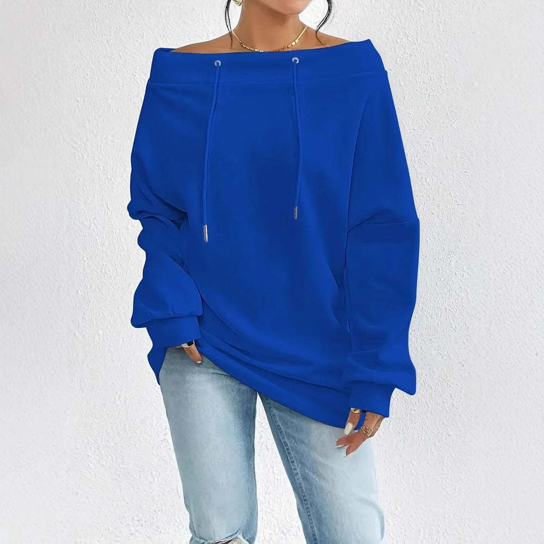 Oversized sweatshirt for women with casual neckline and off-shoulder Lune London