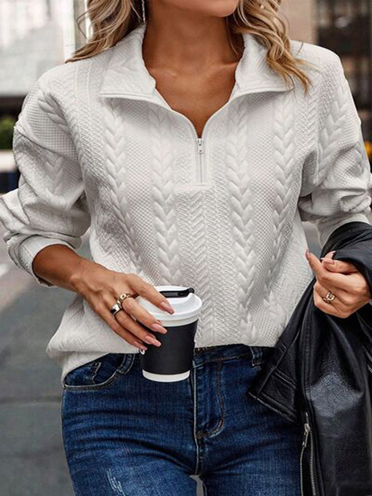 Ladies Premium sweater with zipper and twisted pattern Lune London