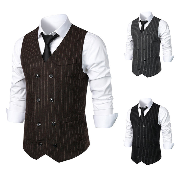 Elegant men's suit vest with classic striped design and practical pockets Lune London