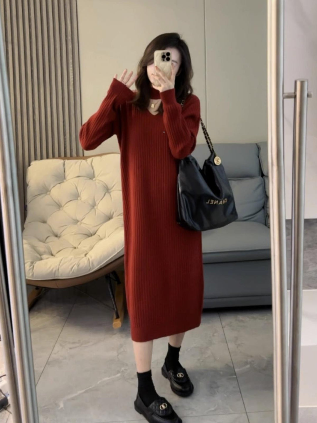 Knitted dress for women with an elegant ribbed structure Lune London