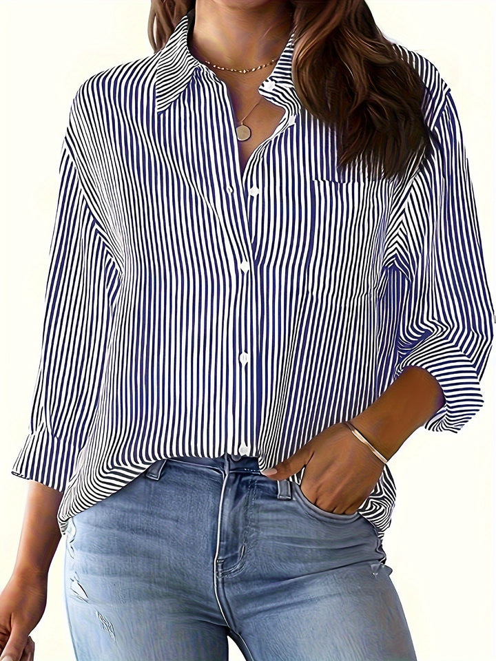 Women's modern striped pattern blouse with a comfortable fit Lune London